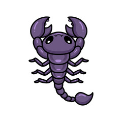 Cute purple scorpion cartoon character