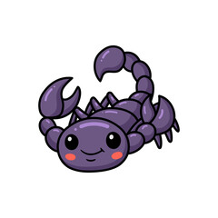 Cute purple scorpion cartoon character