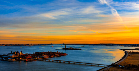 sunset over manhattan