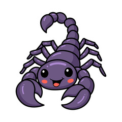 Cute purple scorpion cartoon character