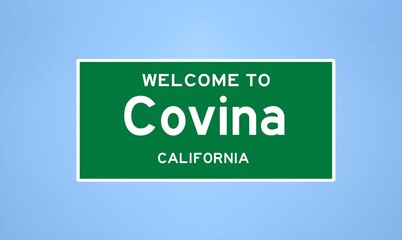 Covina, California city limit sign. Town sign from the USA.