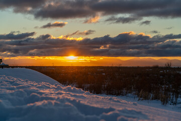 sunset over the lake