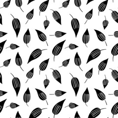Vector seamless pattern with leaves, repeatable minimalistic background. Repeatable botanical backdrop.