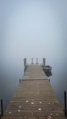 Printed roller blinds Dark gray Vertical shot of a foggy bridge