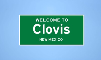 Clovis, New Mexico city limit sign. Town sign from the USA.