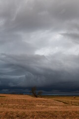 Obraz na płótnie Canvas Storm Clouds Over a Rural Farm Field