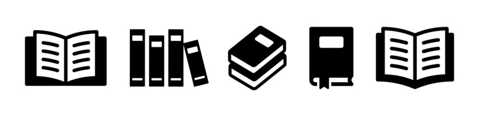 Book icon collection isolated on white background.