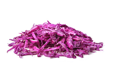 slice red cabbage on white background