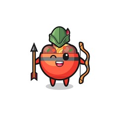 meatball bowl cartoon as medieval archer mascot