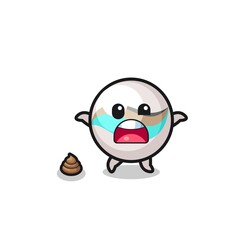 marble toy earth surprised to meet poop