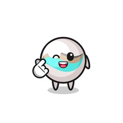 Naklejka premium marble toy character doing Korean finger heart