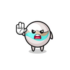marble toy character doing stop gesture