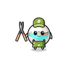 cute marble toy as gardener mascot