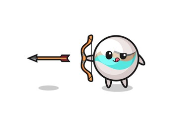 illustration of marble toy character doing archery
