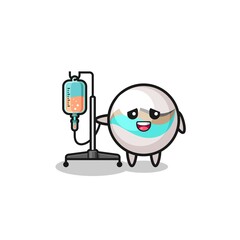 cute marble toy character standing with infusion pole