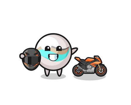 cute marble toy cartoon as a motorcycle racer
