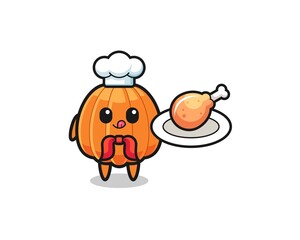 pumpkin fried chicken chef cartoon character