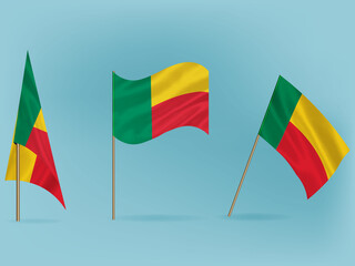 National flag of Benin vector.Waving flag of Benin from different angle