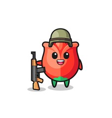Fototapeta premium cute rose mascot as a soldier