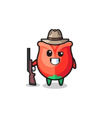 rose hunter mascot holding a gun