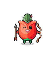 rose cartoon as medieval archer mascot