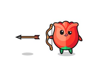 illustration of rose character doing archery