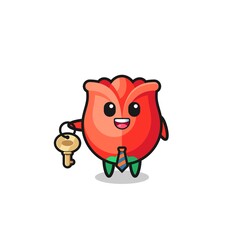 cute rose as a real estate agent mascot