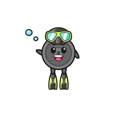 the barbell plate diver cartoon character