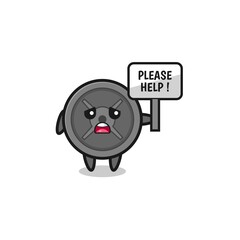 cute barbell plate hold the please help banner