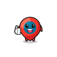 location symbol mascot doing thumbs up gesture