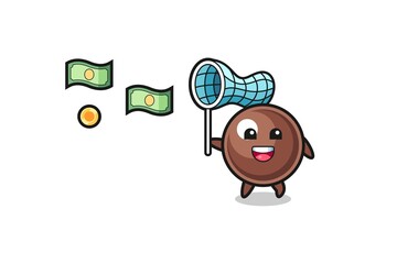 illustration of the tapioca pearl catching flying money