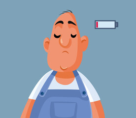 Tired Worker Suffering from Burnout Syndrome Vector Cartoon
