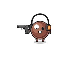 illustration of tapioca pearl cartoon doing shooting range