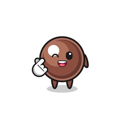tapioca pearl character doing Korean finger heart