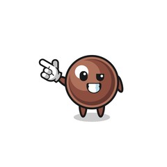 tapioca pearl mascot pointing top left