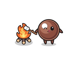 Fototapeta premium tapioca pearl character is burning marshmallow