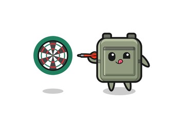 cute school bag is playing dart