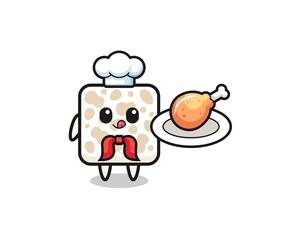 tempeh fried chicken chef cartoon character