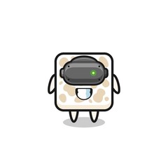 cute tempeh using VR headset
