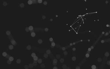 Abstract background. Molecules technology with polygonal shapes, connecting dots and lines. Connection structure. Big data visualization.