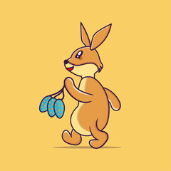 Rabbit takes egg easter vector illustration