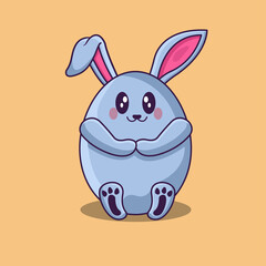 cute bunny sitting with his fat body