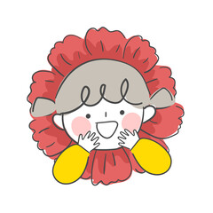 Fototapeta premium 카네이션 꽃을 쓰고 있는 아이