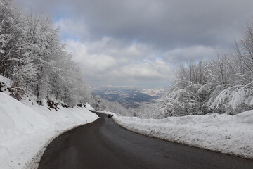 Snow scene at Kartepe Mountain, Izmit, Turkey