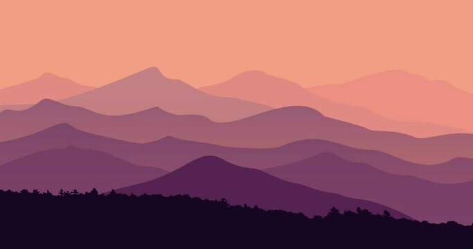 animated video parallax background mountains at dusk