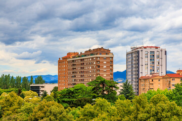 Cityscape of a residential district in Pamplona, Spain