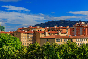 Fototapeta na wymiar Cityscape of a residential district in Pamplona, Spain