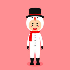 Cartoon Character Wearing Snowman Costume