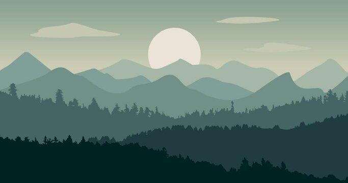 parallax animation video of lush mountains and forest background