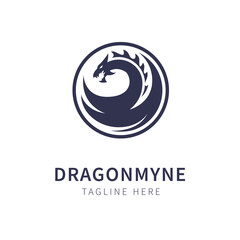 Dragon logo. illustration of a dragon with circular wings